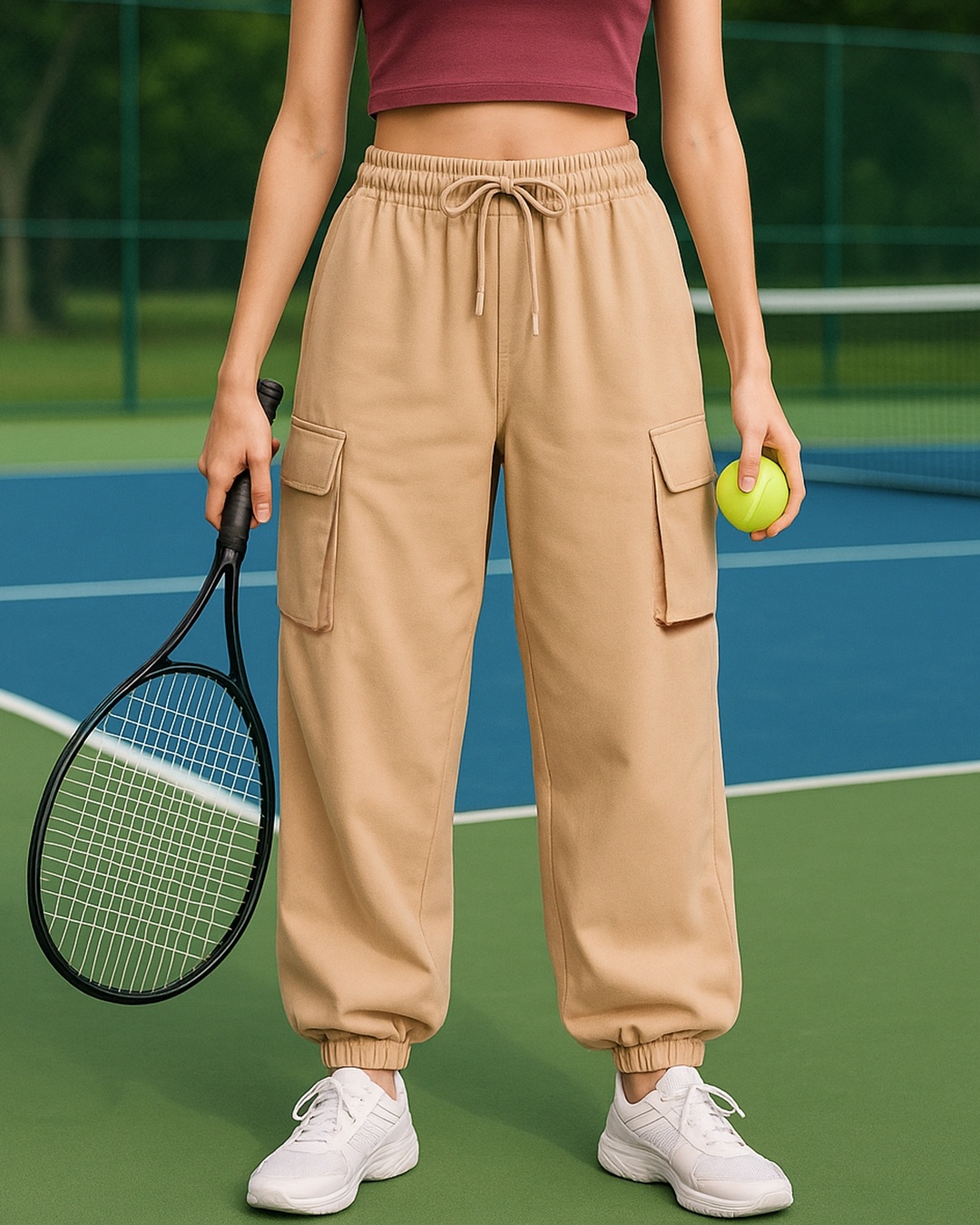 Women's Brown Super Loose Fit Cargo Joggers